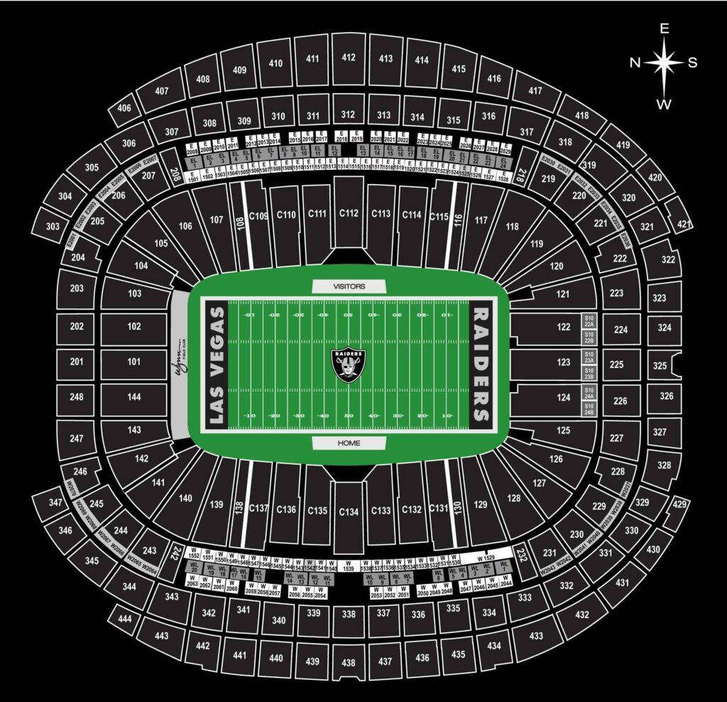 2023 Raiders Allegiant Stadium Seating Section Map