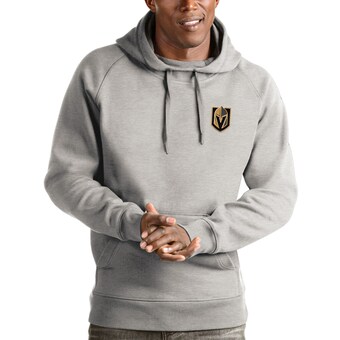 Men's Antigua Heathered Gray Vegas Golden Knights Victory Pullover Hoodie