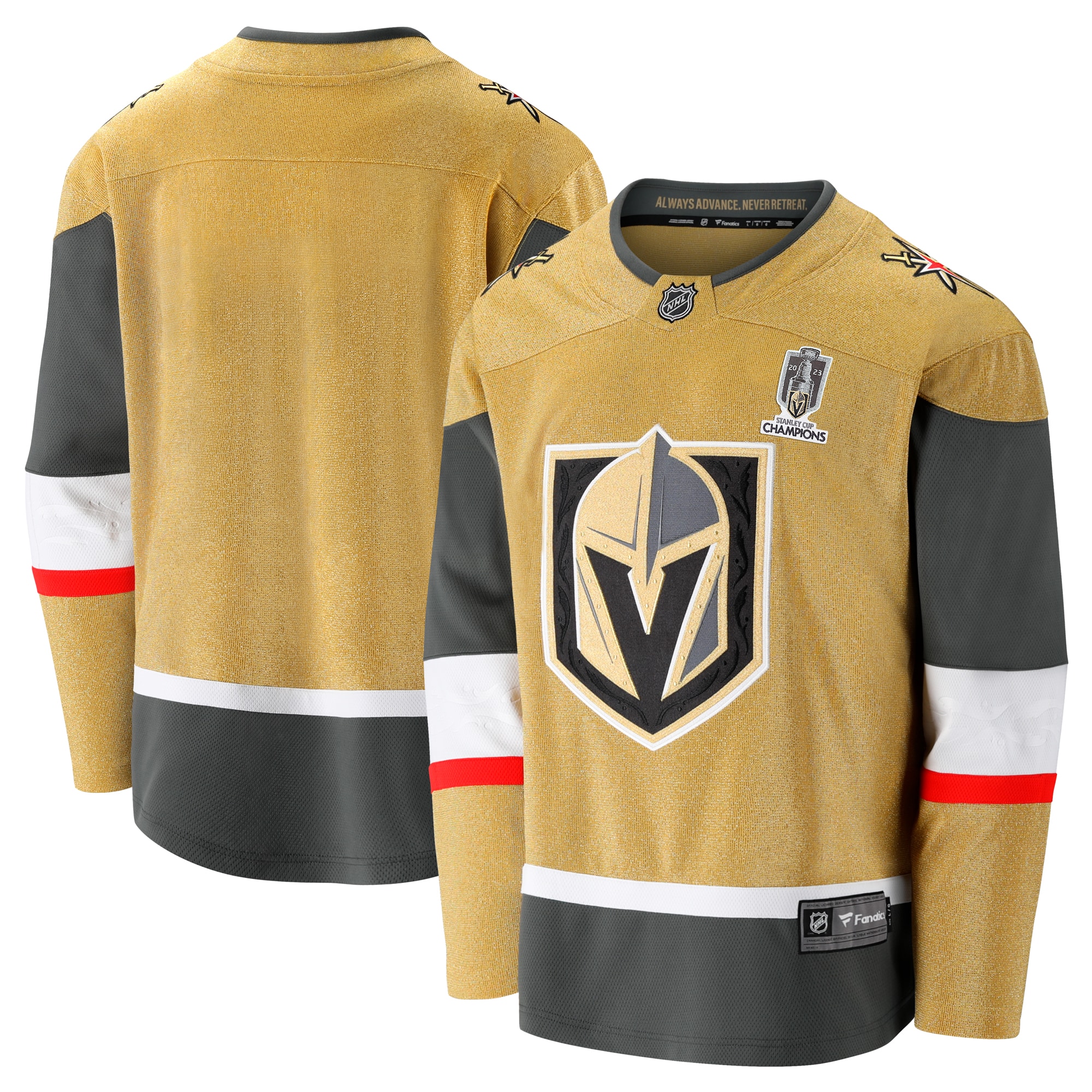Men’s Fanatics Branded  Gold Vegas Golden Knights 2023 Stanley Cup Champions Home Breakaway Jersey