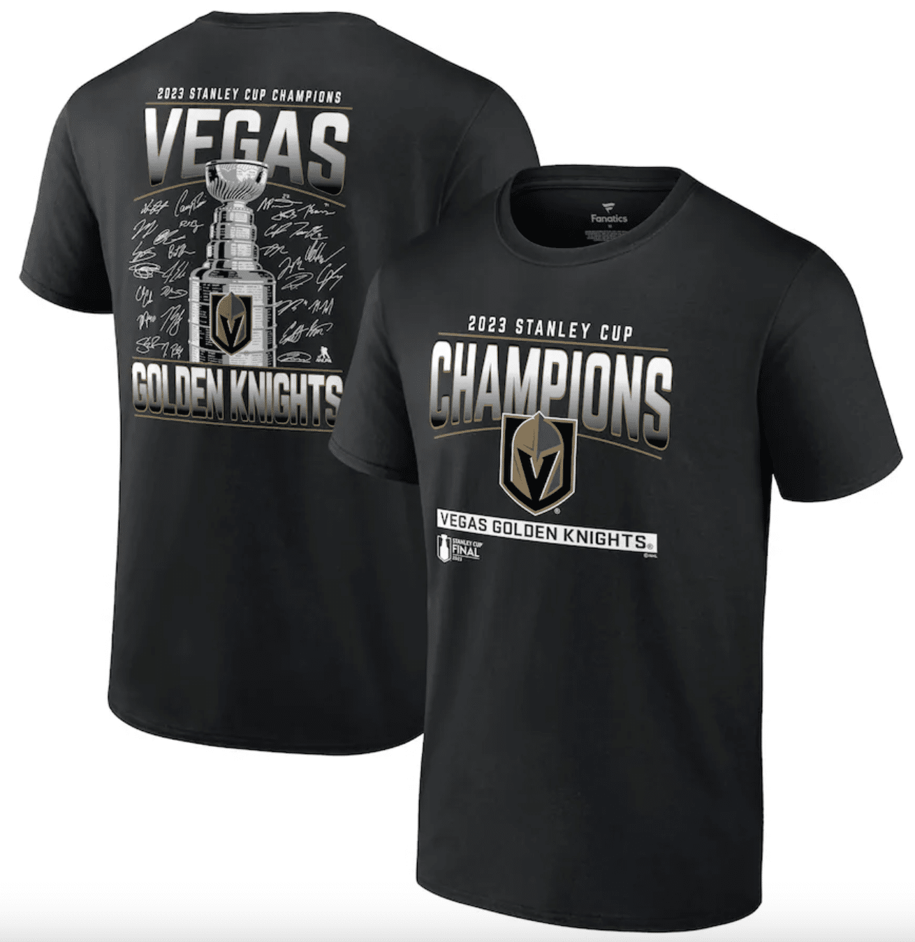Vegas Golden Knights 2023 Stanley Cup Champions Signature Roster T-Shirt – Black